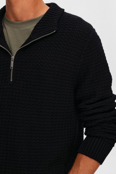 Selected Thim Knit Structure Half Zip