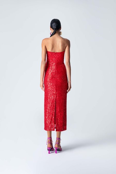 Forever Young The Label Pandora Sequin Strapless Midi Dress