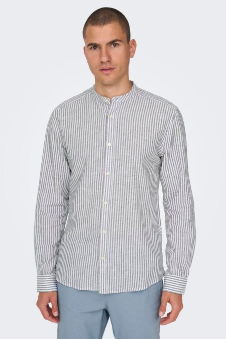 Only & Sons Caiden Mao Stripe linen Shirt