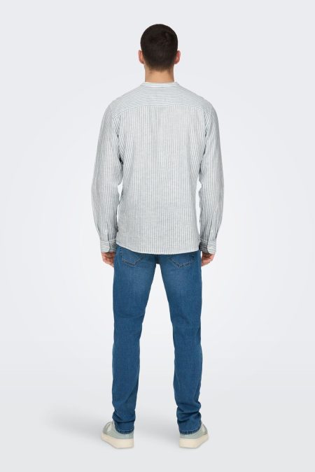 Only & Sons Caiden Mao Stripe linen Shirt